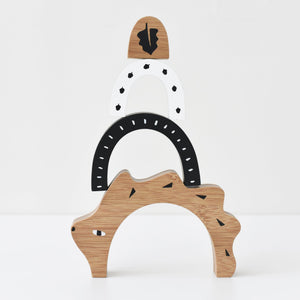 Bamboo Nesting Hedgehog wooden toy from angle 2, perfect for baby play and development.
