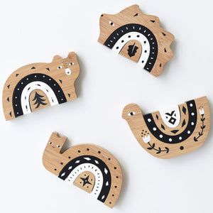 Bamboo Nesting Bear wooden toy in angle 4 view, perfect for imaginative play and eco-friendly fun for babies.
