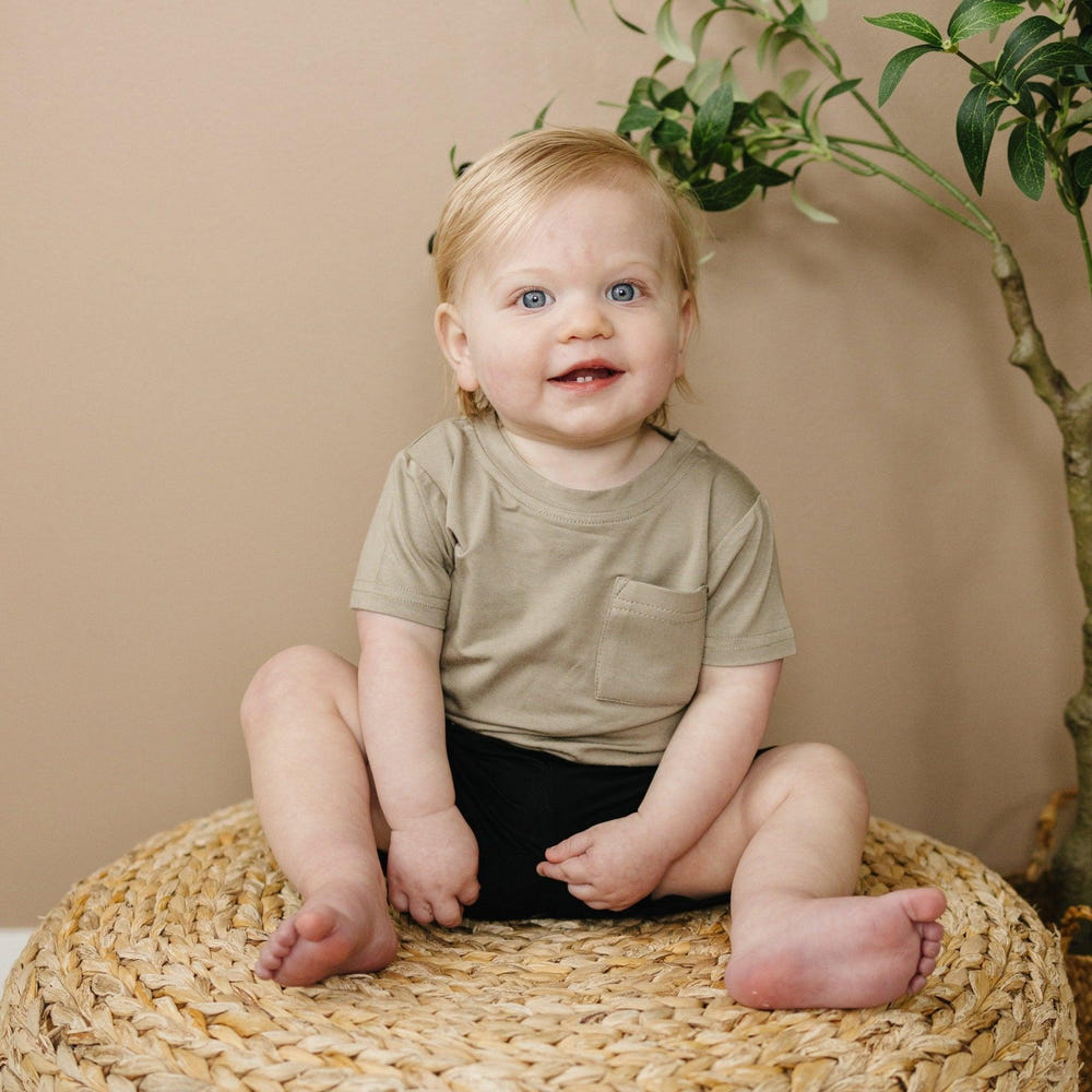 Bamboo Pocket Tee for babies, soft and breathable, perfect for everyday wear.