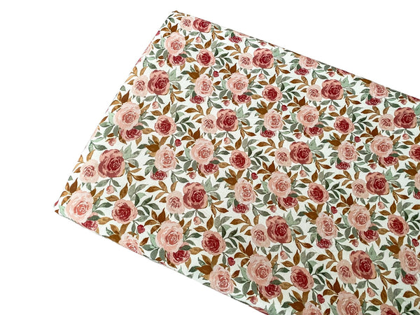 Dusty Pink Floral Bamboo Changing Pad Cover
