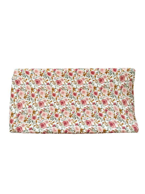 Dusty Pink Floral Bamboo Changing Pad Cover
