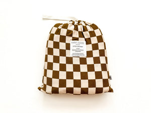Toffee Checkered Bamboo Crib Sheet