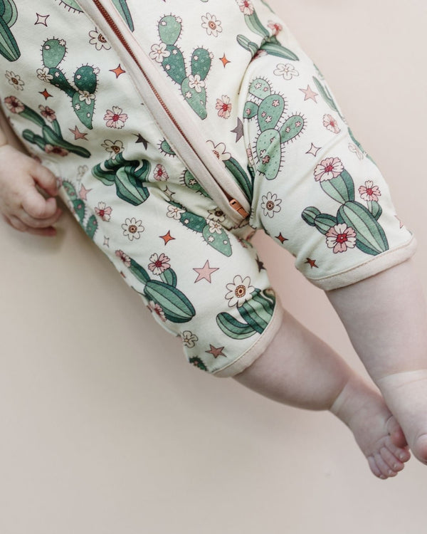 Bamboo Shorty Romper | Cactus Flowers