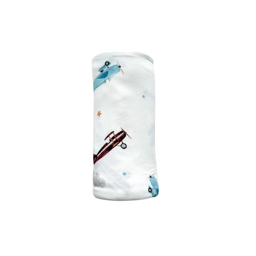 Vintage Airplane Bamboo Stretch Swaddle Blanket