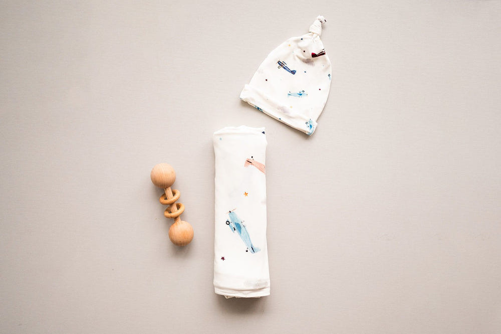 Vintage Airplane Bamboo Stretch Swaddle Blanket