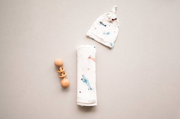 Vintage Airplane Bamboo Stretch Swaddle Blanket
