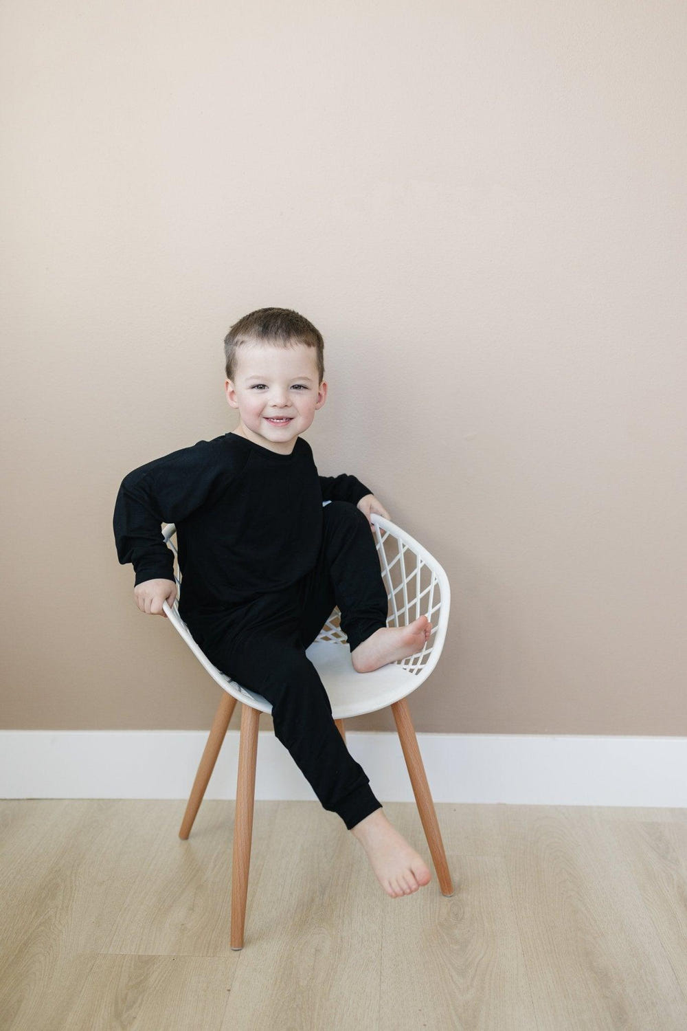 Little Joy Co Bamboo Terry Crewneck Sweatshirt camel black gray sizes 0-3 to 5