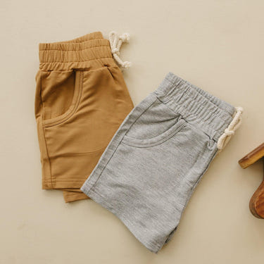Bamboo Terry Drawstring Shorts for babies - soft, breathable, and stylish summer wear.
