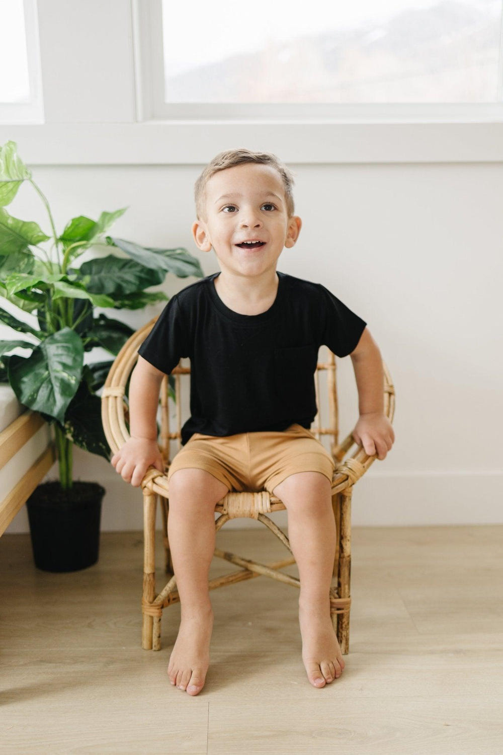 Bamboo Terry Drawstring Shorts for babies - soft, breathable, and stylish summer wear.