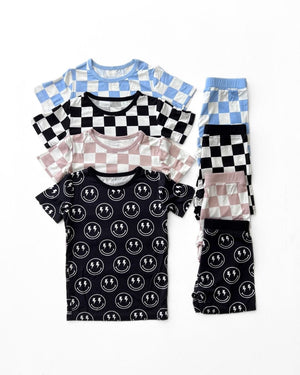 Bamboo Two Piece Shorts Set | Latte Checkered - MOOGCO Baby