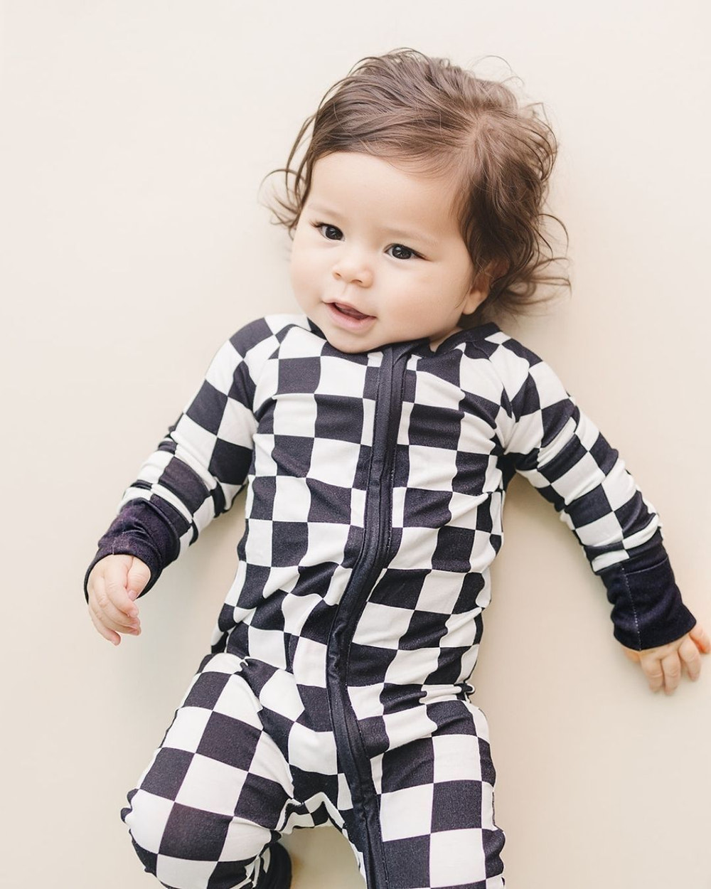 Bamboo Zip Romper | Black Checkered - MOOGCO Baby