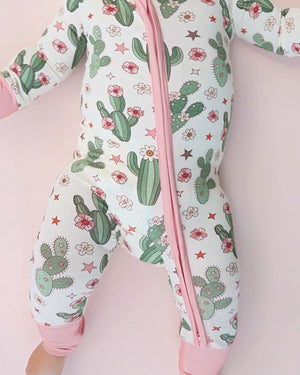 Bamboo Zip Romper | Cactus Flower