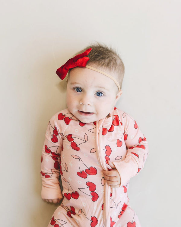 Bamboo Zip Romper | Cherry Heart