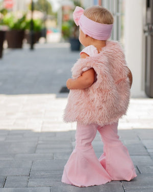 Barbie Pleated Denim Bell Bottoms - PowerPuff Distressed Pink