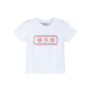 Baseball Smocked Shirt and Red Gingham Shorts Set