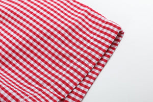Baseball Smocked Shirt and Red Gingham Shorts Set