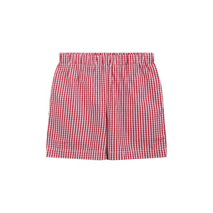 Baseball Smocked Shirt and Red Gingham Shorts Set
