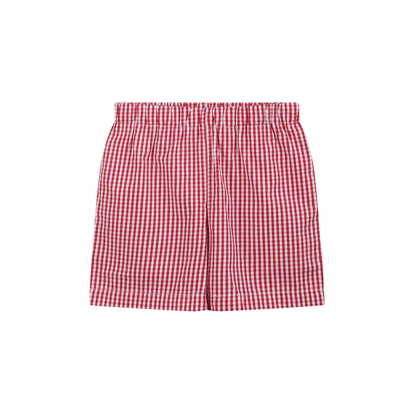 Baseball Smocked Shirt and Red Gingham Shorts Set