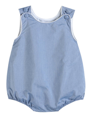 Classic Blue Denim Style Baby Bubble Romper