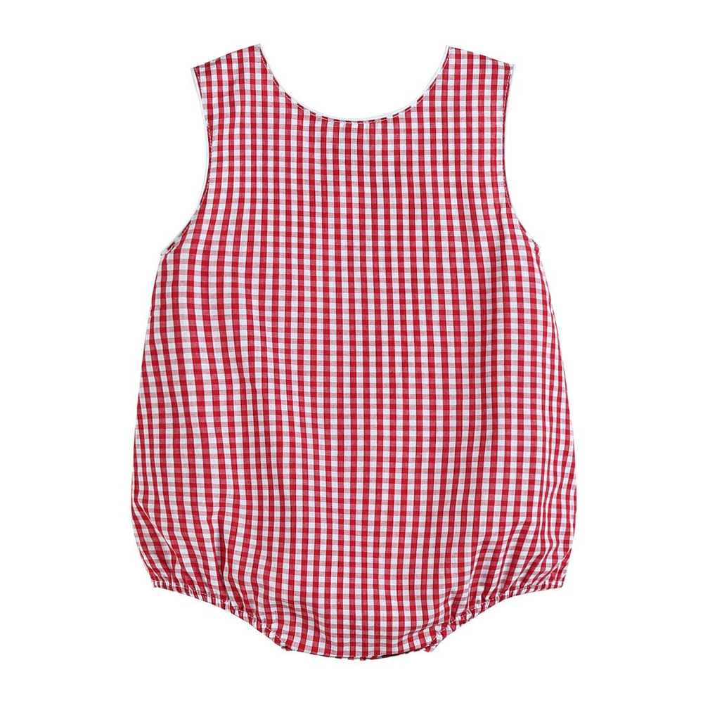 Basic Red Gingham Bubble Romper - MOOGCO Baby