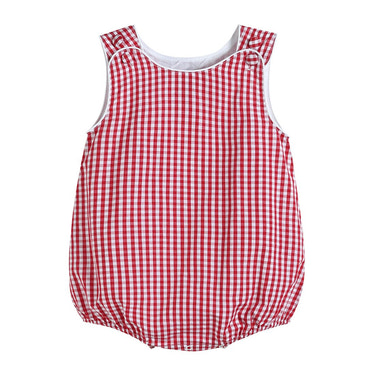 Basic Red Gingham Bubble Romper - MOOGCO Baby
