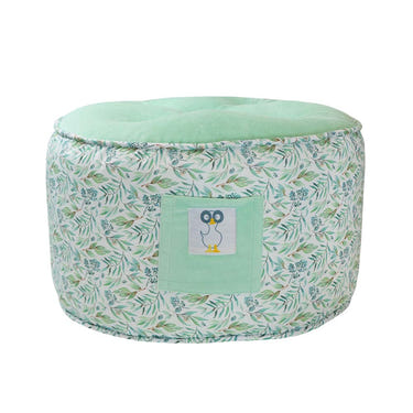 Basil Toddler Ottoman in soft green, perfect pouf for kids' rooms and play areas.
