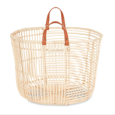 LELLOBABY™ handwoven rattan storage basket for baby bedding and sleep essentials.