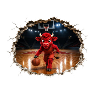 Basketball Bull 3D Wall Sticker - product only on white background