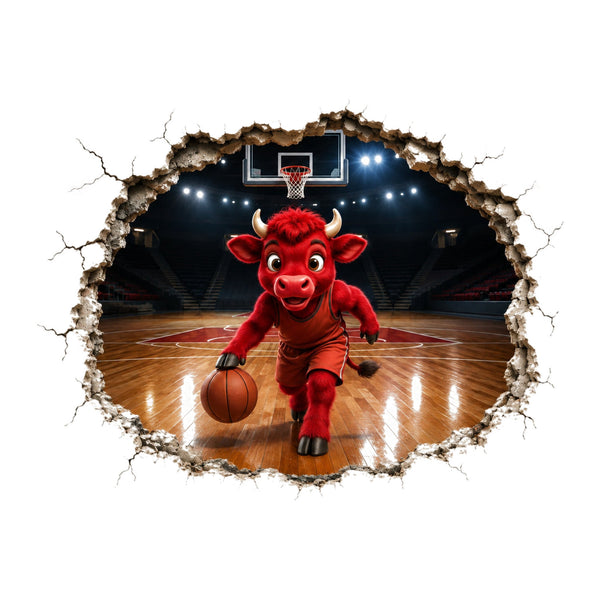Basketball Bull 3D Wall Sticker - product only on white background