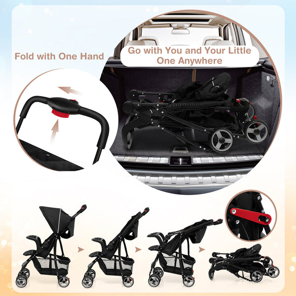Toddler travel stroller with canopy and adjustable backrest, perfect for airplane trips. Angle 7 view.