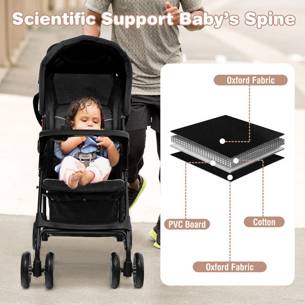 Toddler travel stroller for airplane with canopy and adjustable backrest, perfect for sleep and comfort on the go.