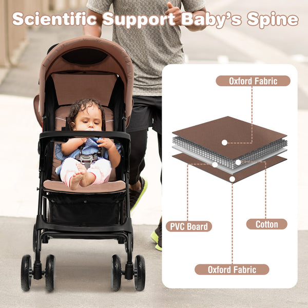 Toddler travel stroller with canopy and adjustable backrest, perfect for airplane trips. Angle 21 view.