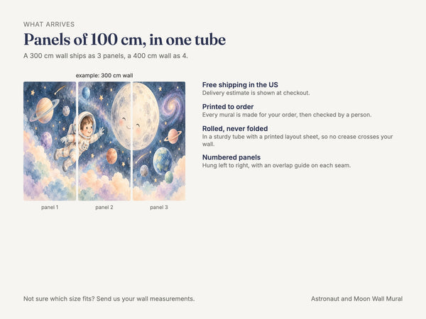 Watercolor Astronaut and Moon Wall Mural, image 8