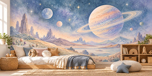 Watercolor Alien Planet Wall Mural, image 2
