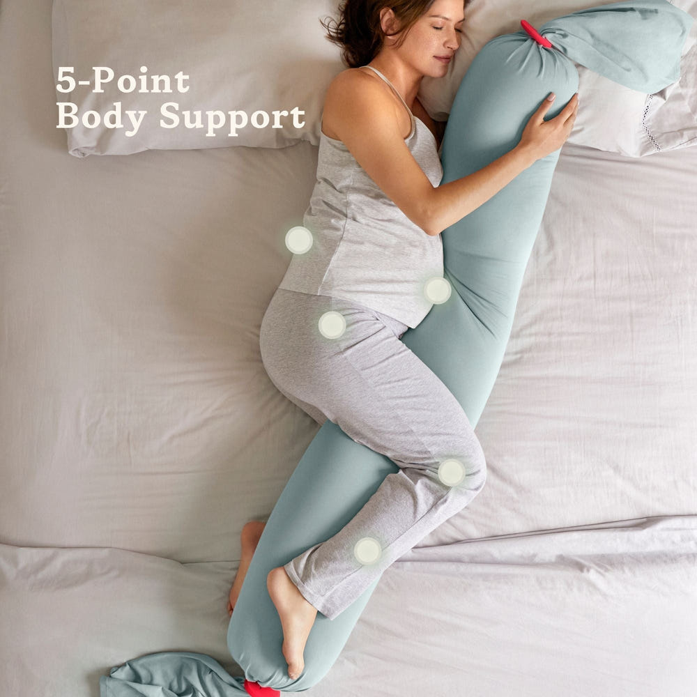 Eucalyptus pregnancy pillow for comfortable nursing support and restful sleep. Ideal for expecting mothers.