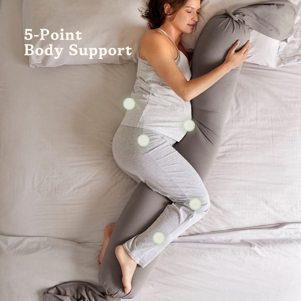 Pregnancy Pillow in Seashell Beige - Comfortable nursing support for moms and babies.