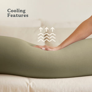 Dusty Olive pregnancy pillow at angle 6, perfect for nursing and comfort during pregnancy.