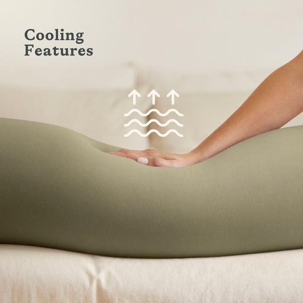 Dusty Olive pregnancy pillow at angle 6, perfect for nursing and comfort during pregnancy.