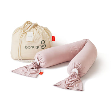 Dusty pink pregnancy pillow for nursing support, perfect for comfort during pregnancy and breastfeeding.