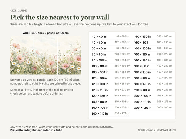 Watercolor Wild Cosmos Field Wall Mural, image 4
