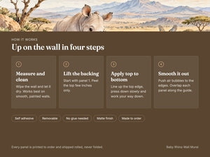 Watercolor Baby Rhino Safari Wall Mural, image 9