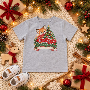 Personalize the Cozy Season toddler t-shirt in heather grey with your baby's name