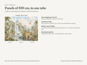 Watercolor Tropical Dinosaur Garden Wall Mural, image 8