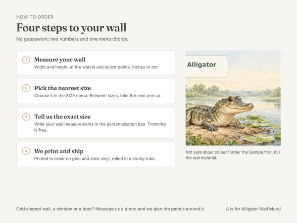 Watercolor A is for Alligator Alphabet Wall Mural, image 6