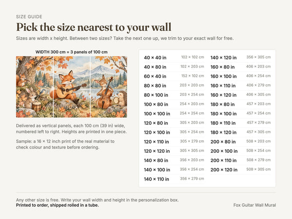 Watercolor Fox Guitar Wall Mural, image 5