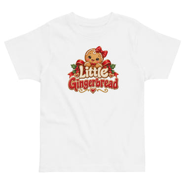 Little Gingerbread toddler t-shirt in white, front view