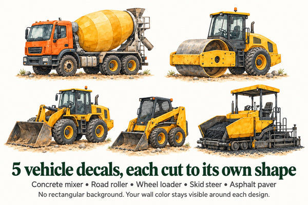 Construction Vehicle Wall Decals, Set of 5 (Set 2), image 4