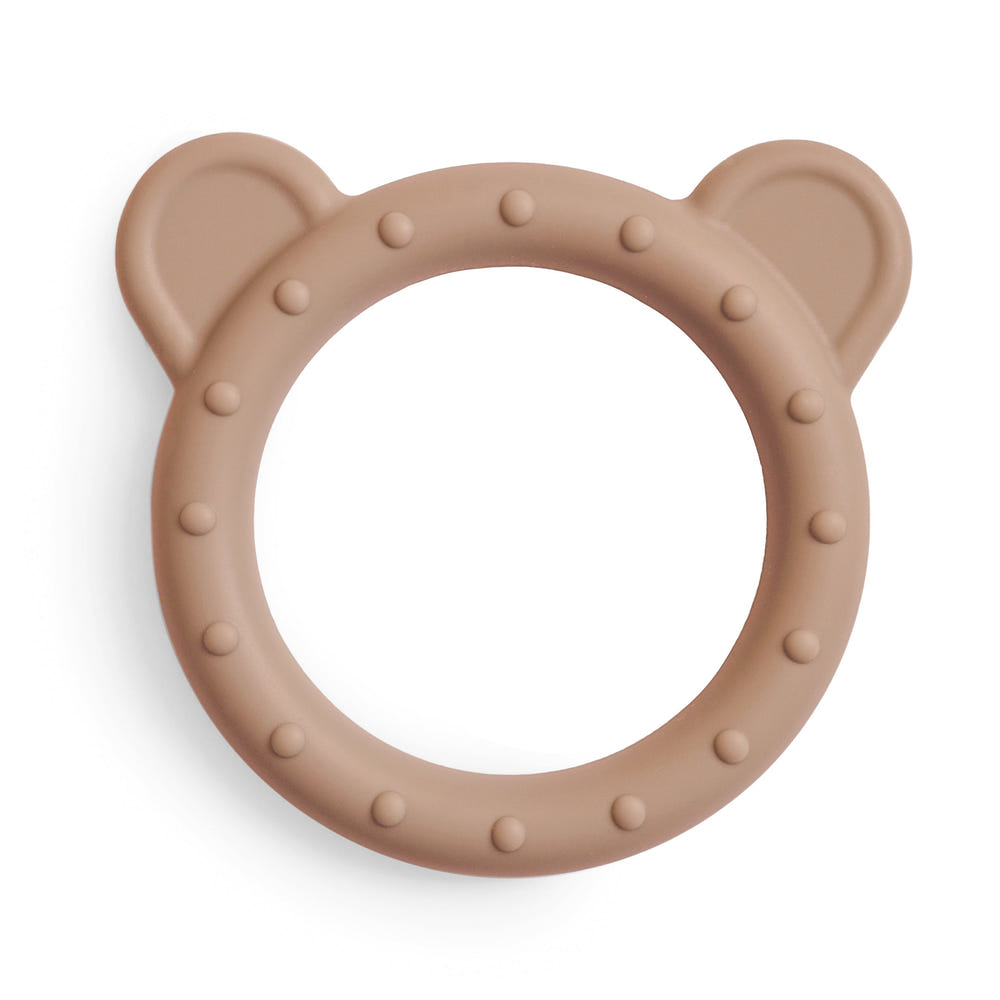 Soft bear teether for babies, perfect for soothing gums and promoting healthy oral development.