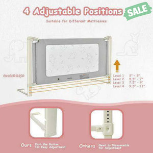 Bed Rail Guard for Toddlers Kid with Adjustable Height and Safety Lock-59 inch Gray Bed Rails