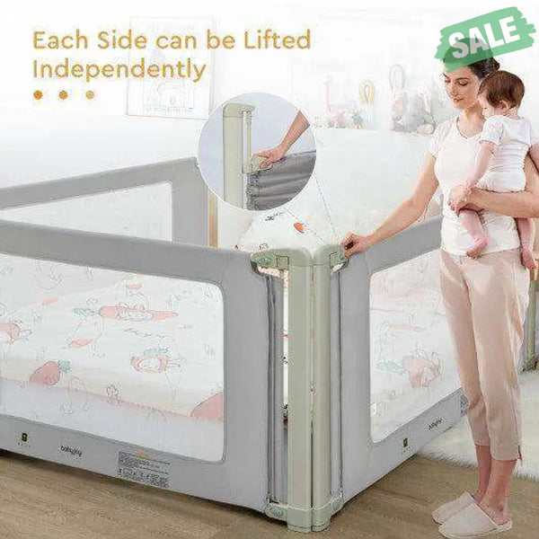 Bed Rail Guard for Toddlers Kid with Adjustable Height and Safety Lock-59 inch Gray Bed Rails